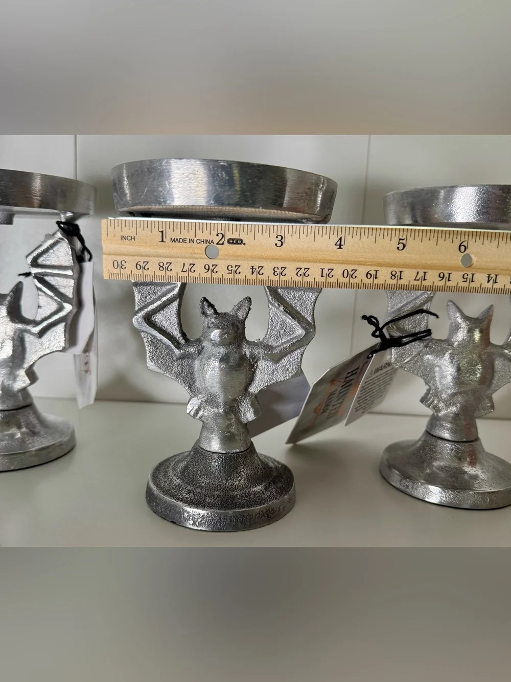 Haunted Manor Bat Candle Pillar Holder - Set of 3 NWT